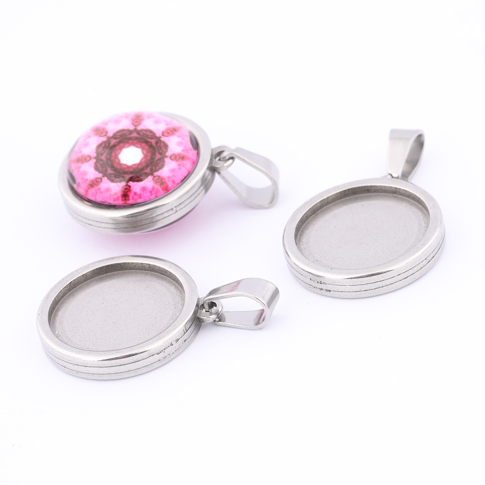 5pcs Stainless Steel Gold Plat - Bezels Set Pendant ulasan dan harga
