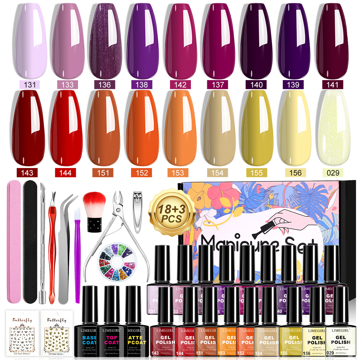 LIMEGIRL 18 PCS Gel Nail Polis - Resin Glitter Pack ulasan dan harga
