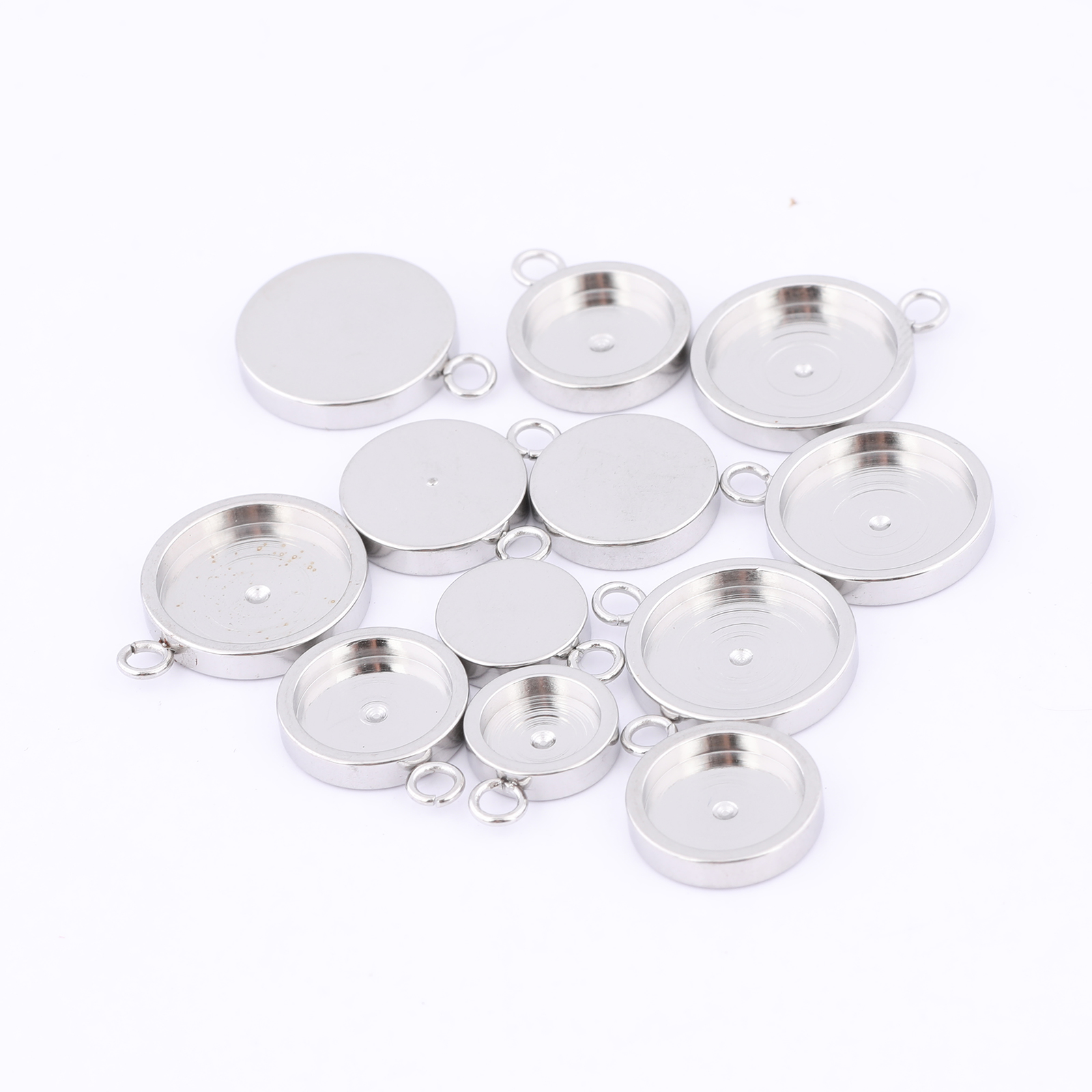 20pcs Stainless Steel 6mm 8mm  - Bezels Set Pendant ulasan dan harga