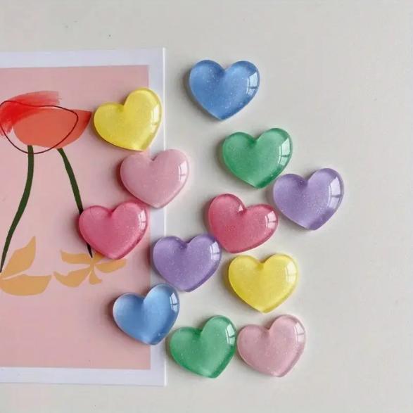 6pcs Colorful Heart Shaped Fri - Resin Glitter Pack ulasan dan harga