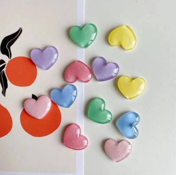 6pcs Colorful Heart Shaped Fri - Resin Glitter Pack ulasan dan harga