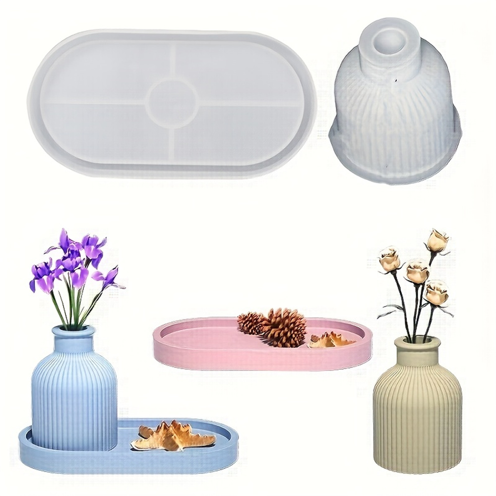 1/2pcs Vase Tray Silicone Mold - Coaster Mold Round ulasan dan harga