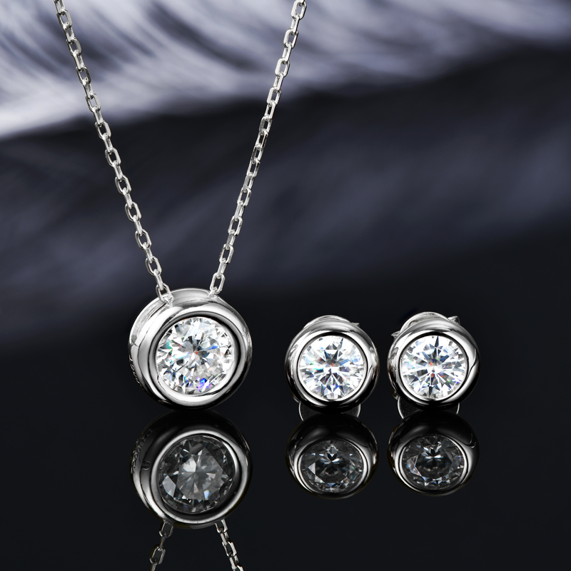 IOGOU 6.5mm 1ct Bezel Moissani - Bezels Set Pendant ulasan dan harga