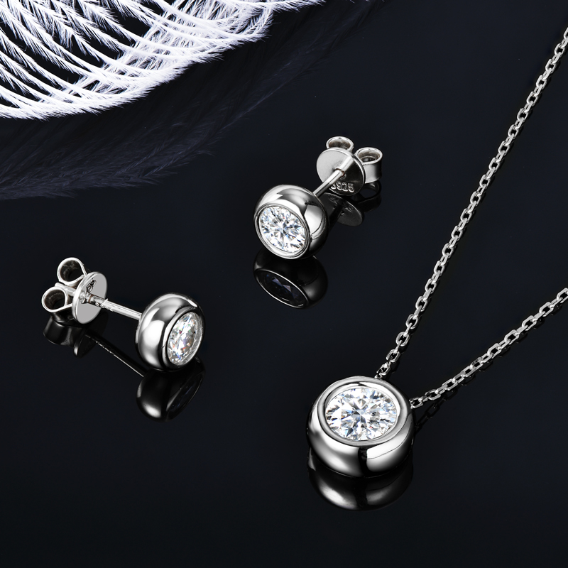 IOGOU 6.5mm 1ct Bezel Moissani - Bezels Set Pendant ulasan dan harga