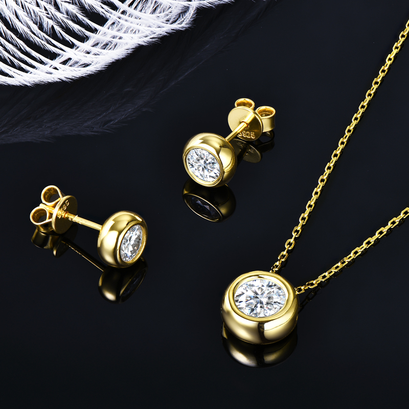 IOGOU 6.5mm 1ct Bezel Moissani - Bezels Set Pendant ulasan dan harga