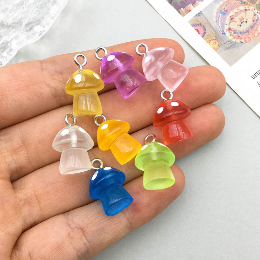16pcs Luminous Mushroom Charms - Resin Craft Projects ulasan dan harga