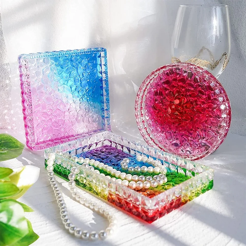 Ashtray Glass Crystal Texture  - Coaster Mold Round ulasan dan harga